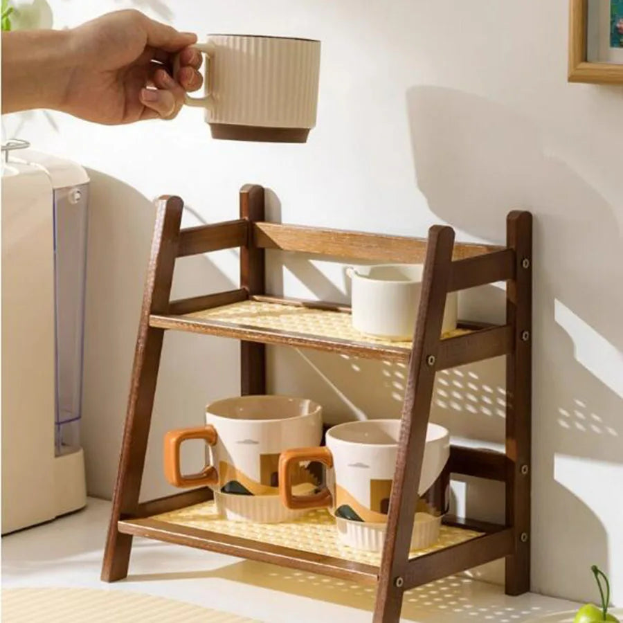 2-Tier Bamboo Countertop Organizer & Storage Shelf