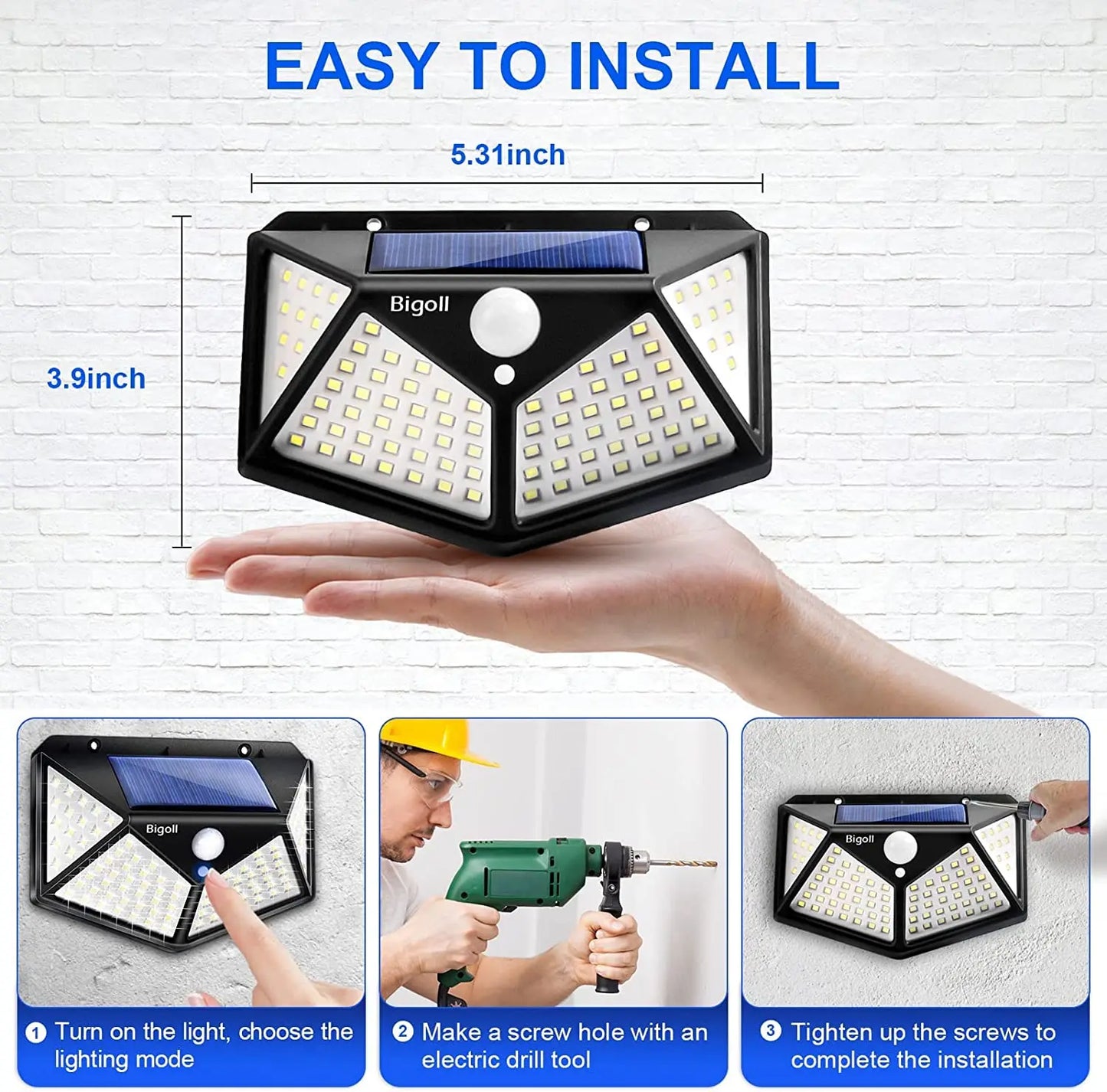 100 LED Solar Motion Sensor Security Light