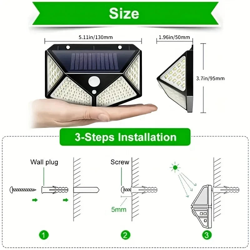 100 LED Solar Motion Sensor Security Light