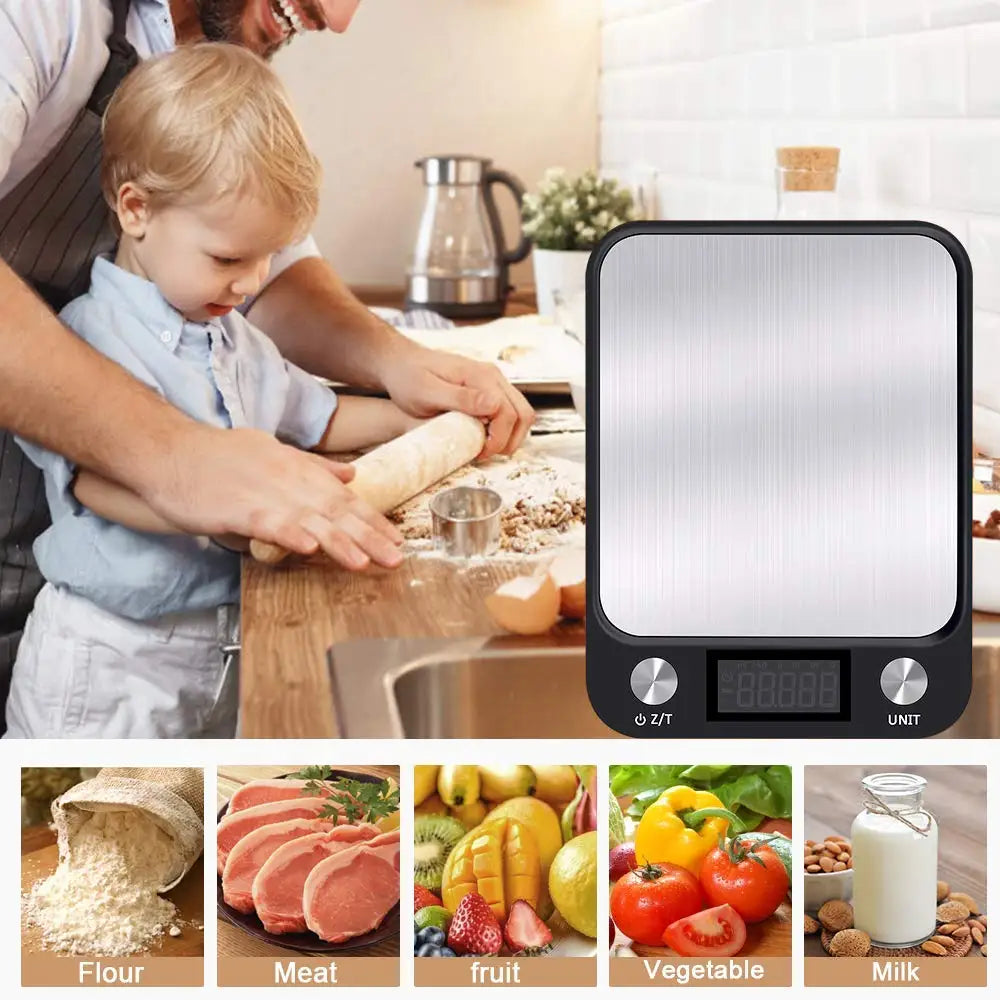 15kg Digital Kitchen Scale & Food Balance (Stainless Steel)