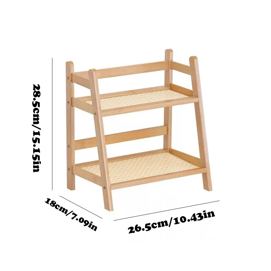 2-Tier Bamboo Countertop Organizer & Storage Shelf