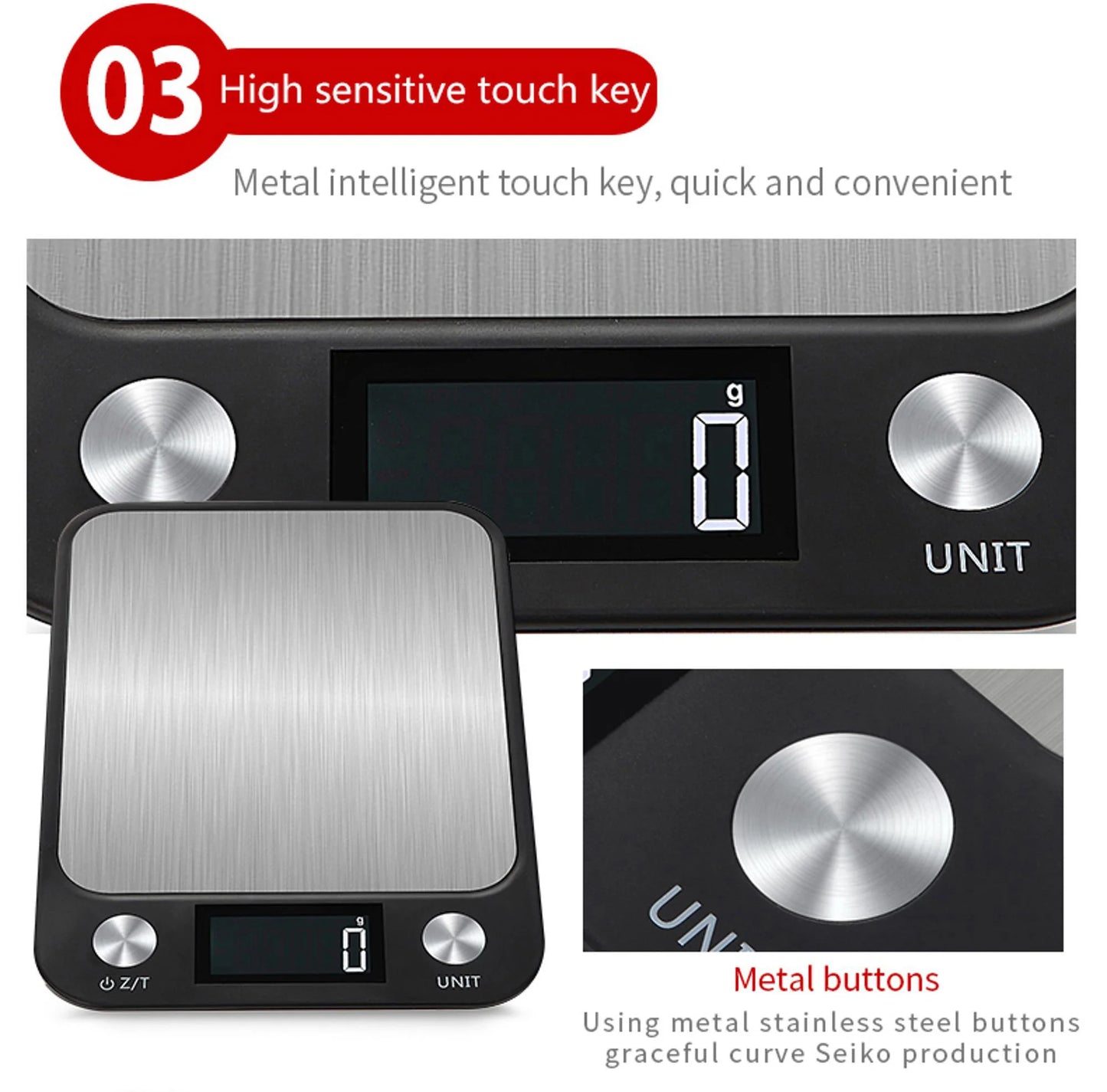 15kg Digital Kitchen Scale & Food Balance (Stainless Steel)