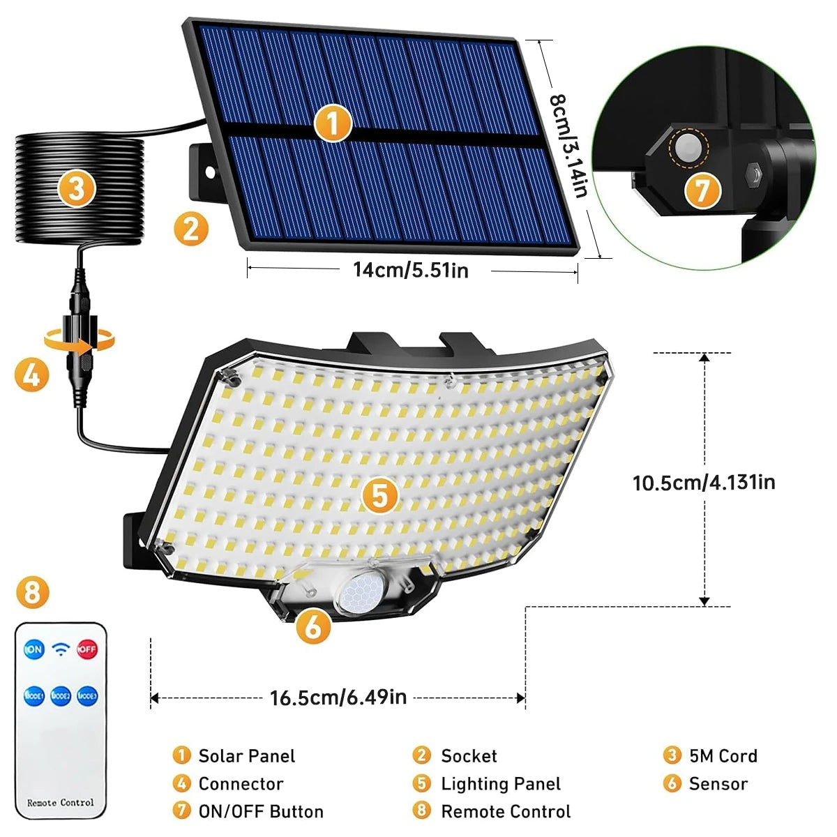 234 LED Split Solar Flood Light with Remote
