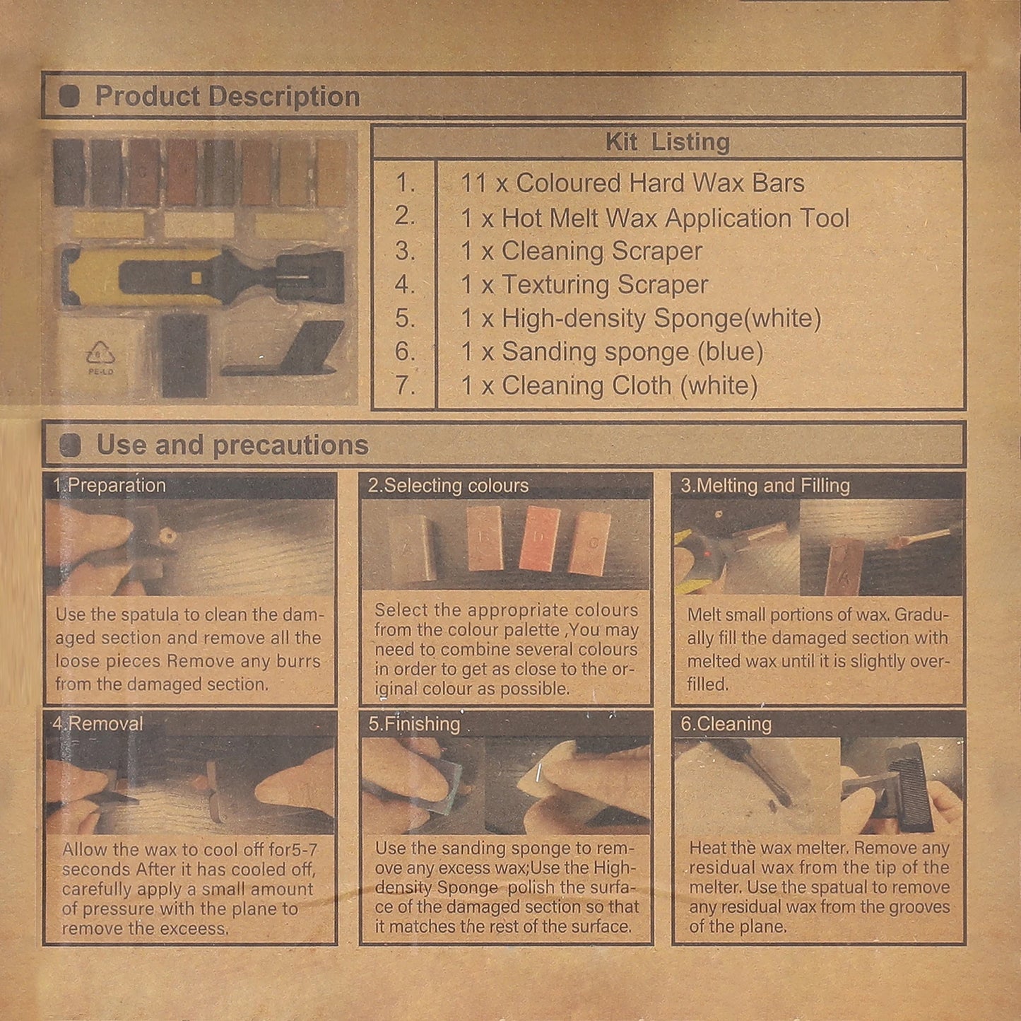 DIY Wood Floor Scratch Repair Kit with 11 Wax Blocks