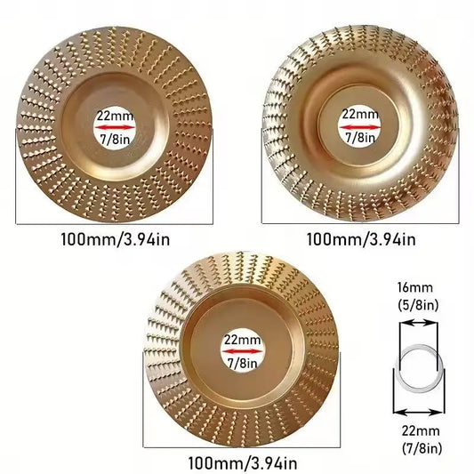 3-Piece Angle Grinder Wood Carving & Shaping Disc Set