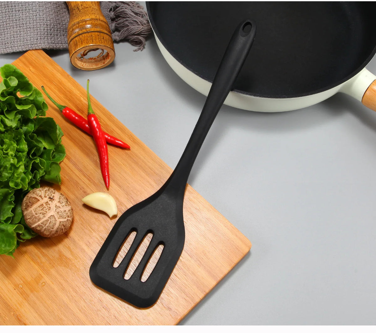 Premium Seamless Silicone Slotted Turner Spatula