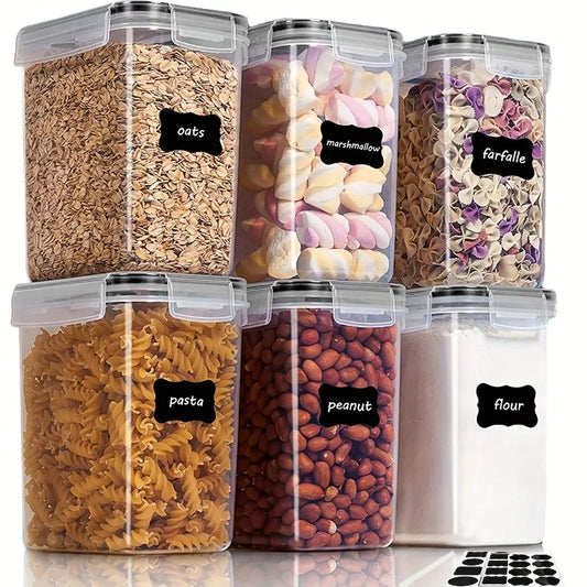 6-Piece Airtight Pantry Storage Container Set with Labels