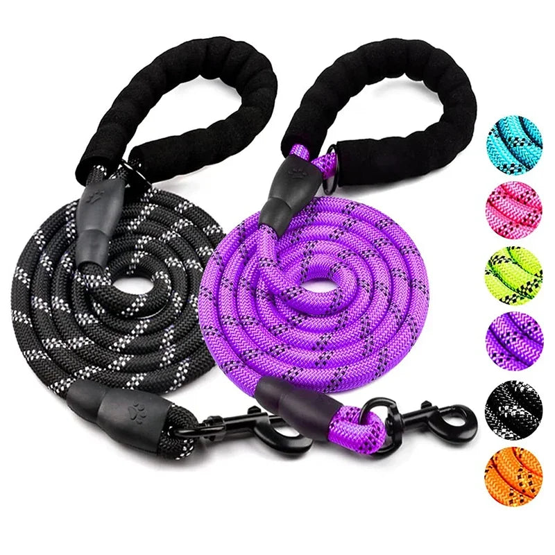 Heavy Duty Reflective Dog Leash for Large Medium Small Dogs -  Nylon Pet Leash with Shock-Absorbent Padded Handle for Pullers - Lead for Golden Retriever, Lab, Pitbull