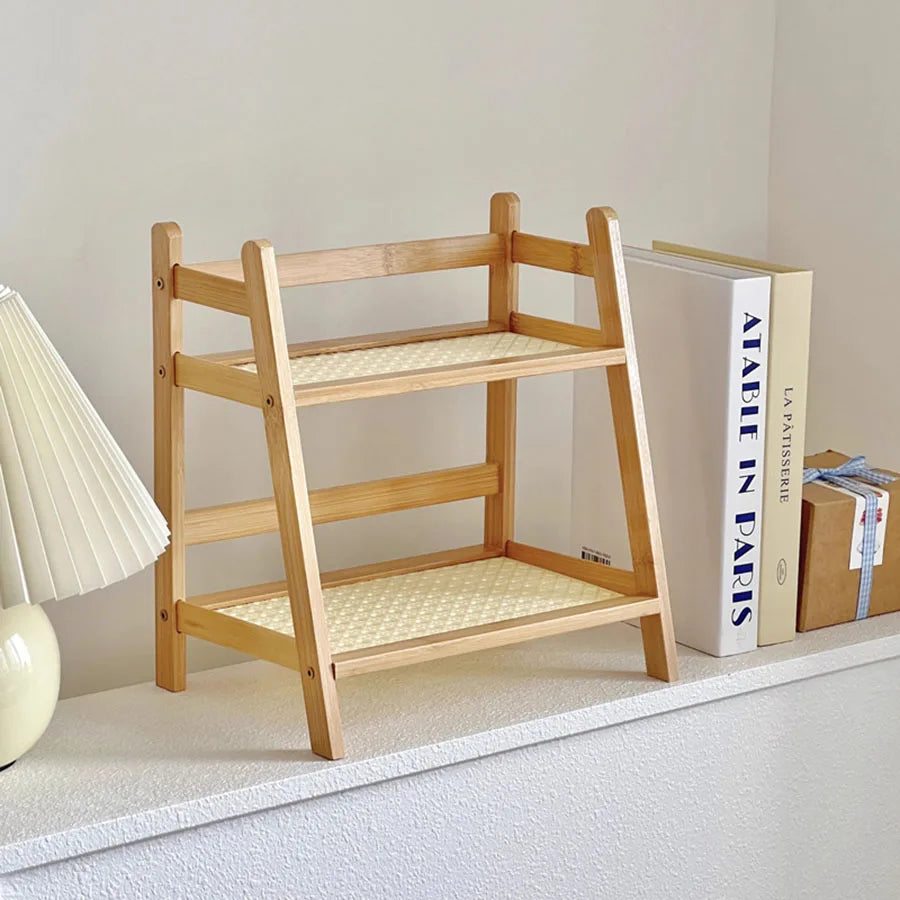 2-Tier Bamboo Countertop Organizer & Storage Shelf
