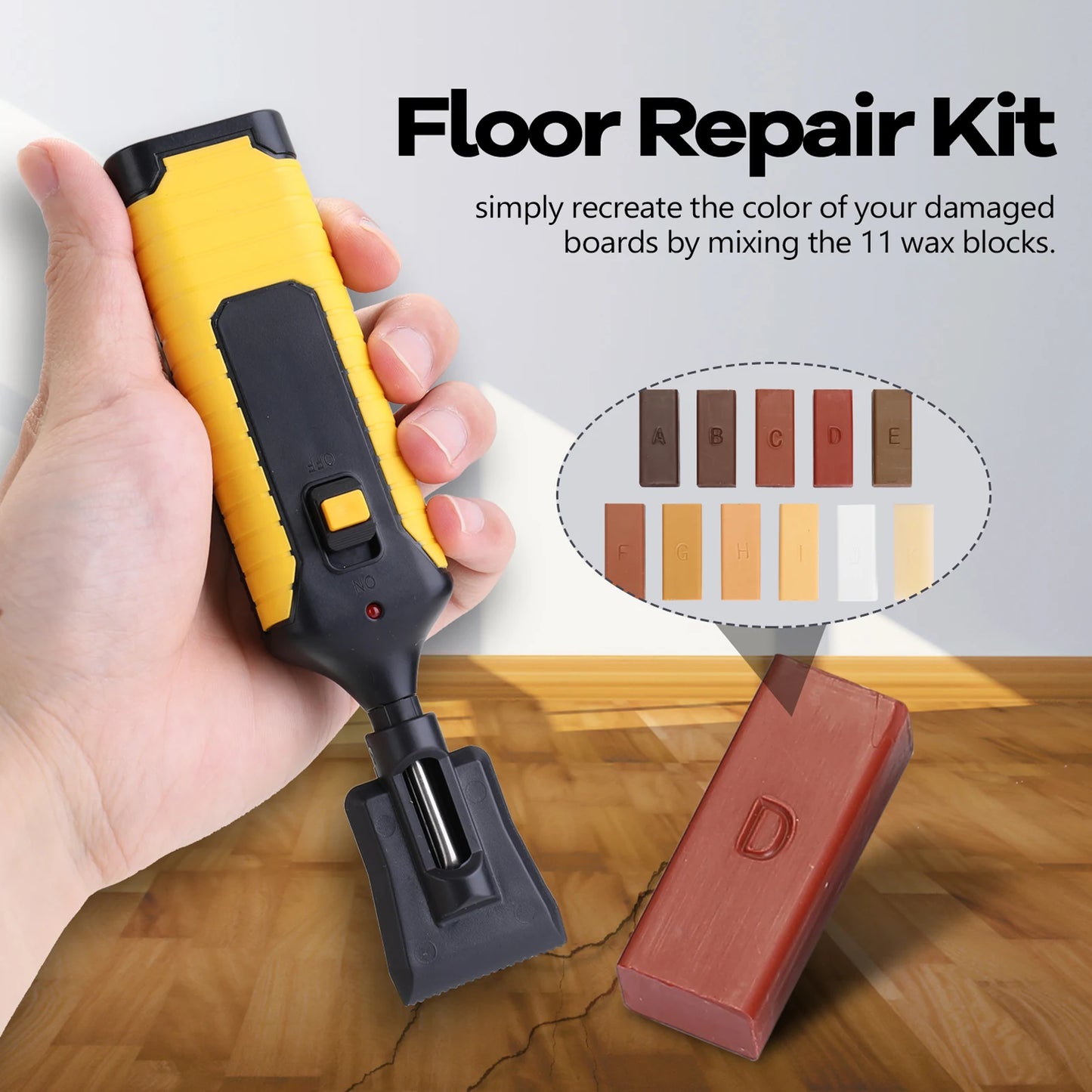 DIY Wood Floor Scratch Repair Kit with 11 Wax Blocks