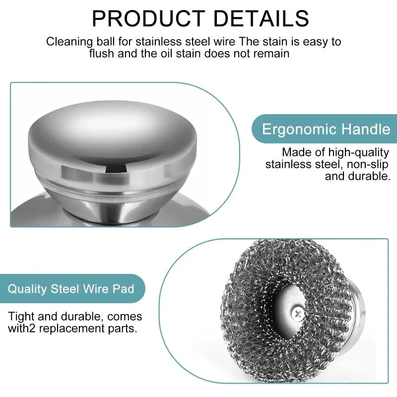 Heavy-Duty Stainless Steel Pot Brush with Handle
