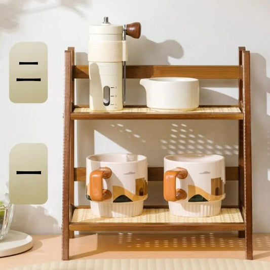 2-Tier Bamboo Countertop Organizer & Storage Shelf