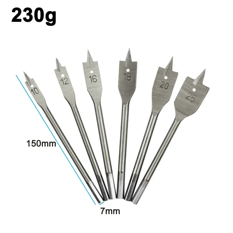 6-Piece Woodworking Spade Drill Bit Set