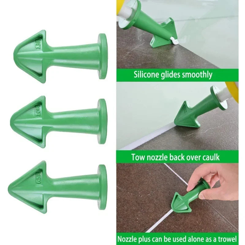 3-Piece Silicone Caulking Nozzle & Scraper Kit