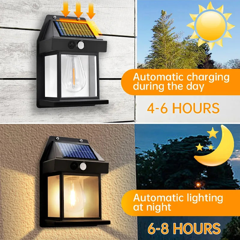 Solar Motion Sensor Porch Light with Replaceable Bulb