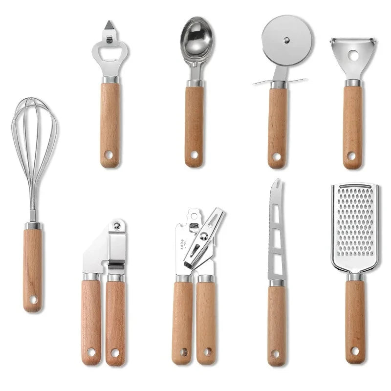 Premium Wood Handle Stainless Steel Kitchen Gadgets