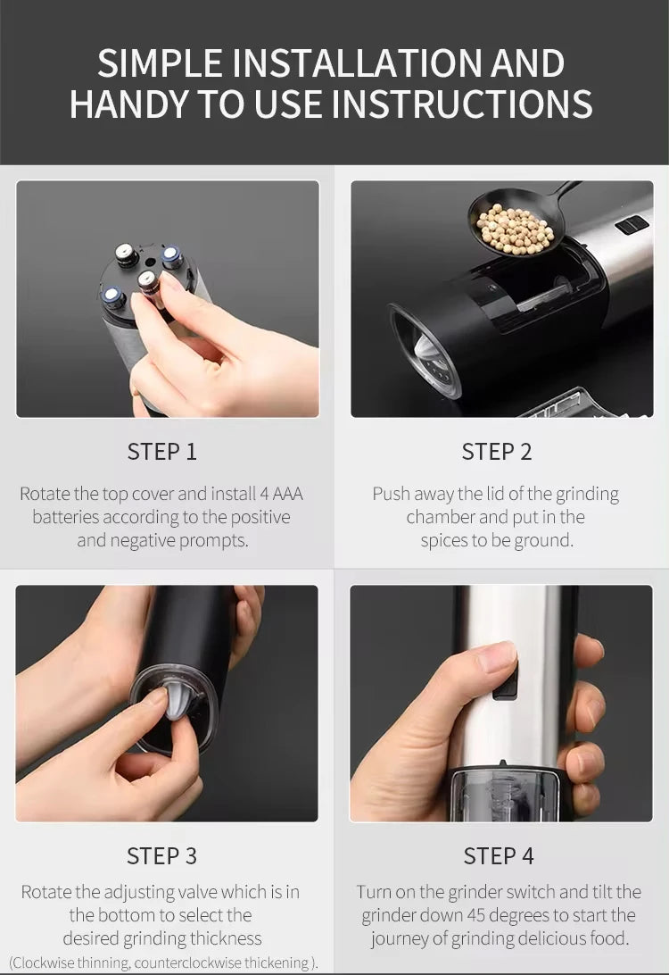Premium Electric Automatic Salt and Pepper Grinder Set