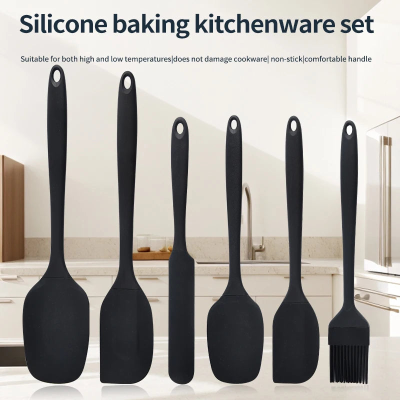 6-Piece Silicone Baking Utensil Set - Heat Resistant Non-Stick Spatula & Rubber Scraper Set for Cooking & Baking