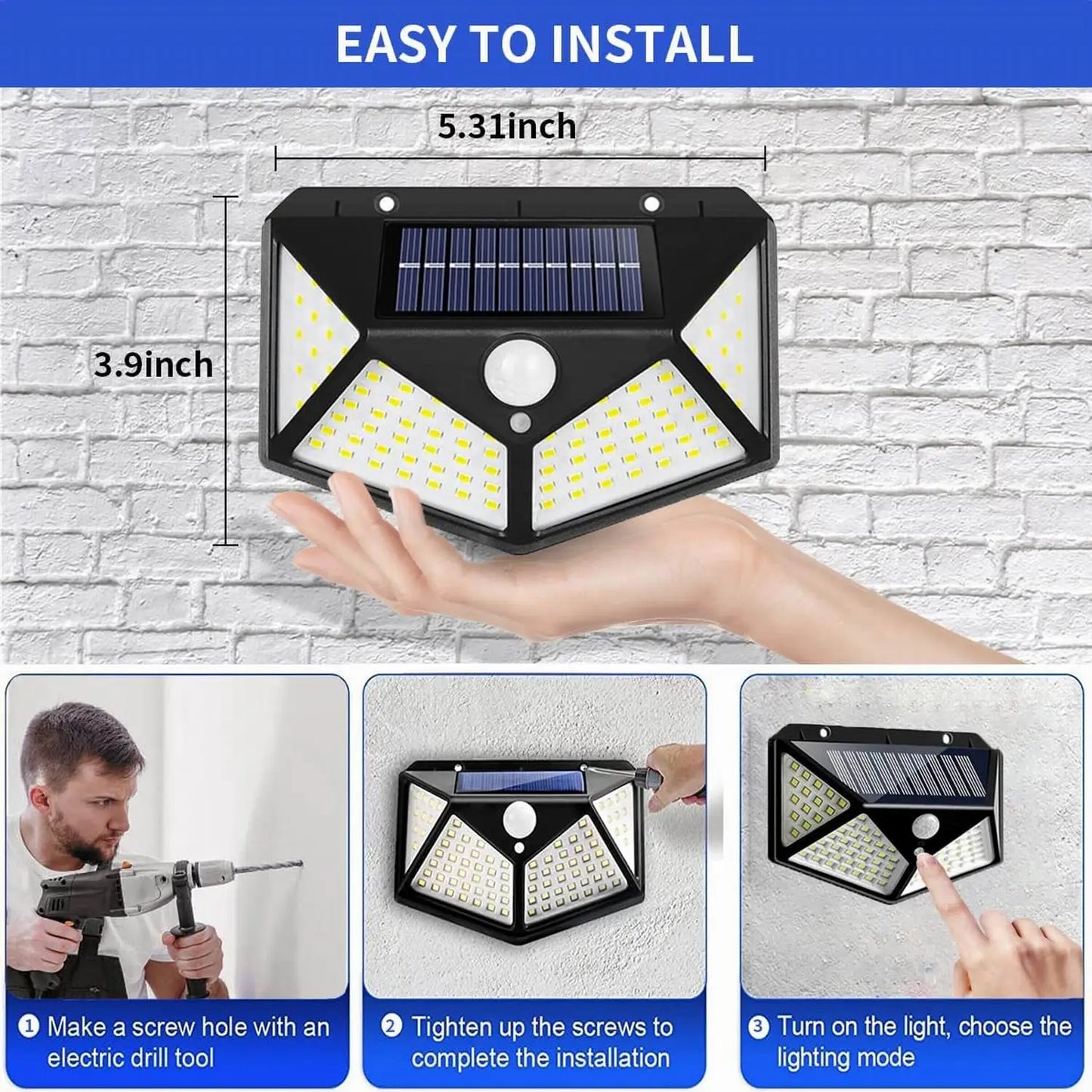 100 LED Solar Motion Sensor Security Light