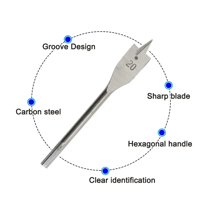 6-Piece Woodworking Spade Drill Bit Set