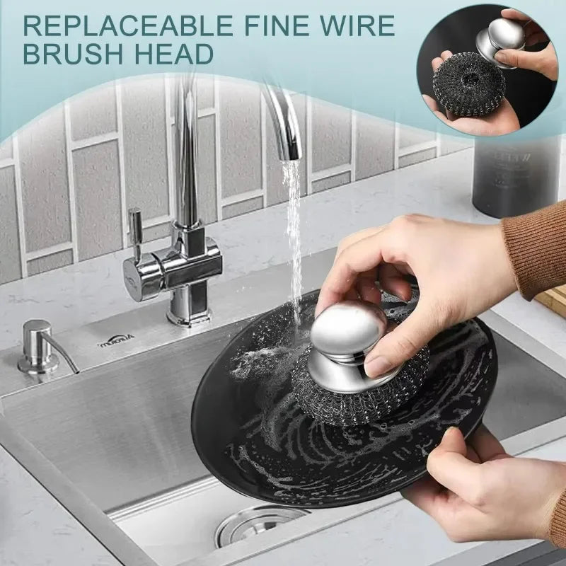 Heavy-Duty Stainless Steel Pot Brush with Handle