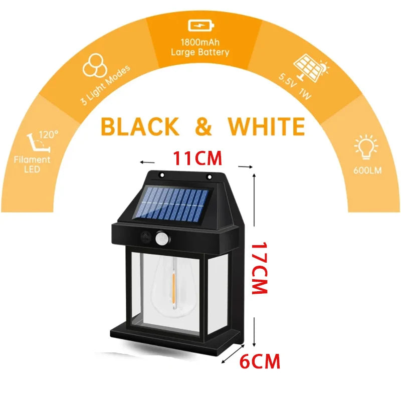 Solar Motion Sensor Porch Light with Replaceable Bulb