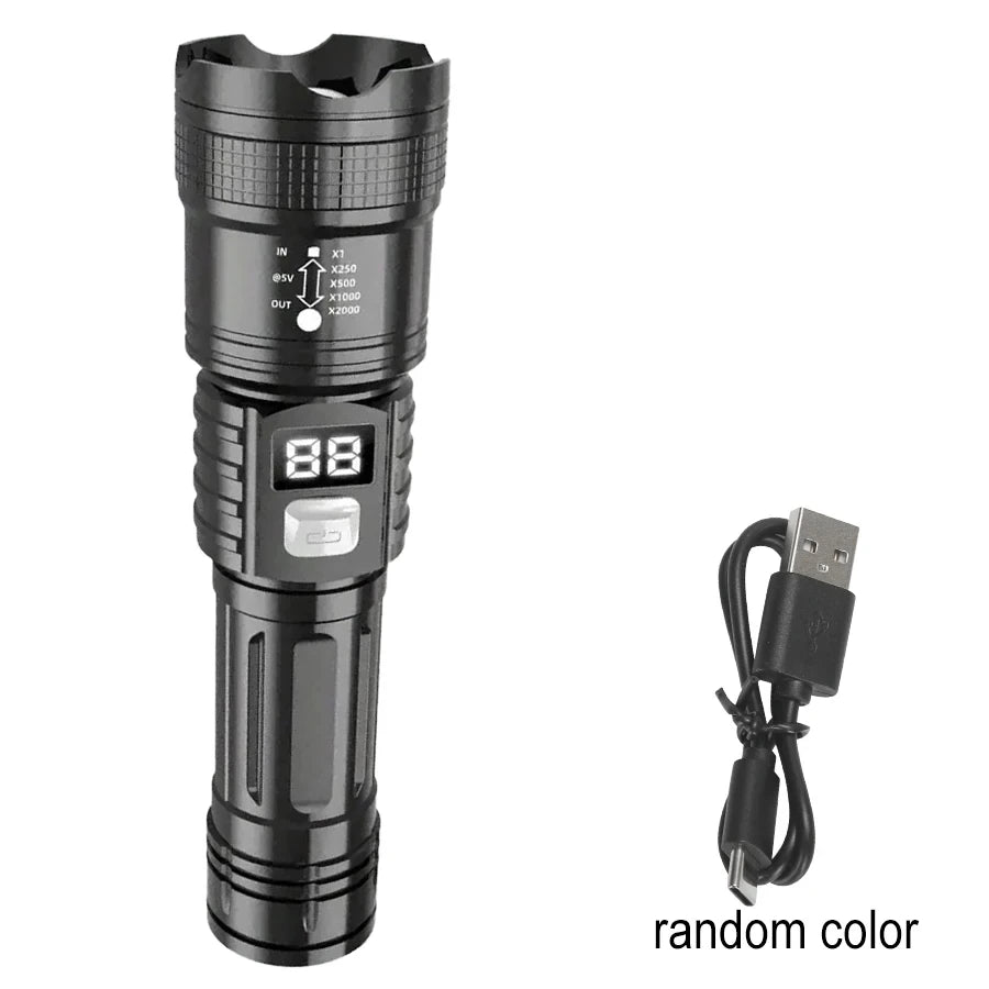 100,000 Lumens Super Bright Rechargeable Flashlight - High Lumens Tactical LED Torch, Waterproof Long Range Flashlight for Outdoor, Camping & Fishing
