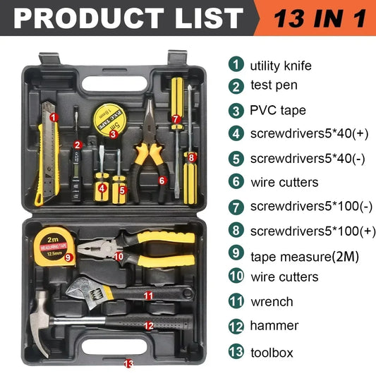13-Piece Car and Home Tool Kit with Storage Case