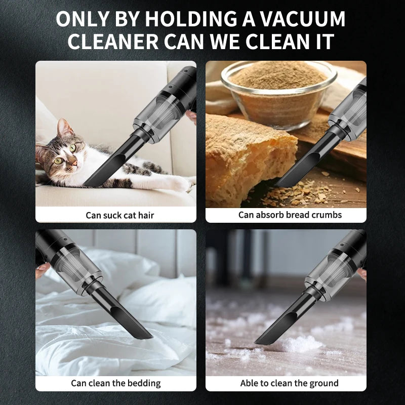15,000Pa Cordless Car Vacuum Cleaner – 2-in-1 Handheld Vacuum & Air Duster