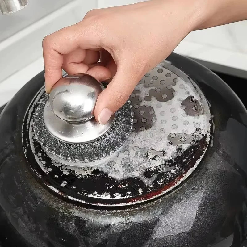 Heavy-Duty Stainless Steel Pot Brush with Handle