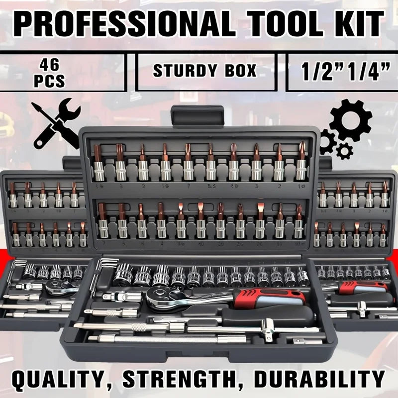 46-Piece Auto & Home Repair Tool Kit with Case