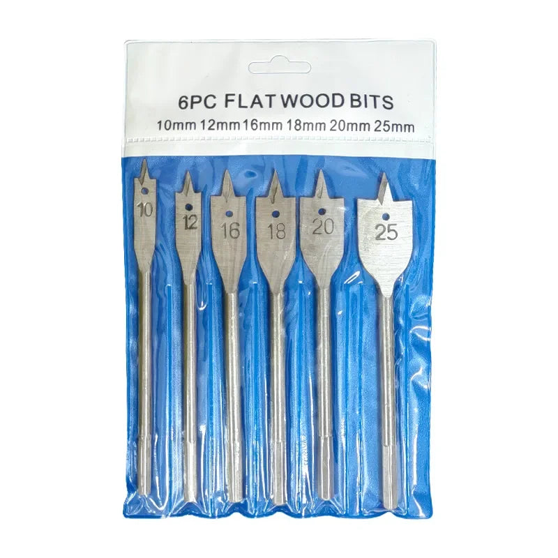 6-Piece Woodworking Spade Drill Bit Set