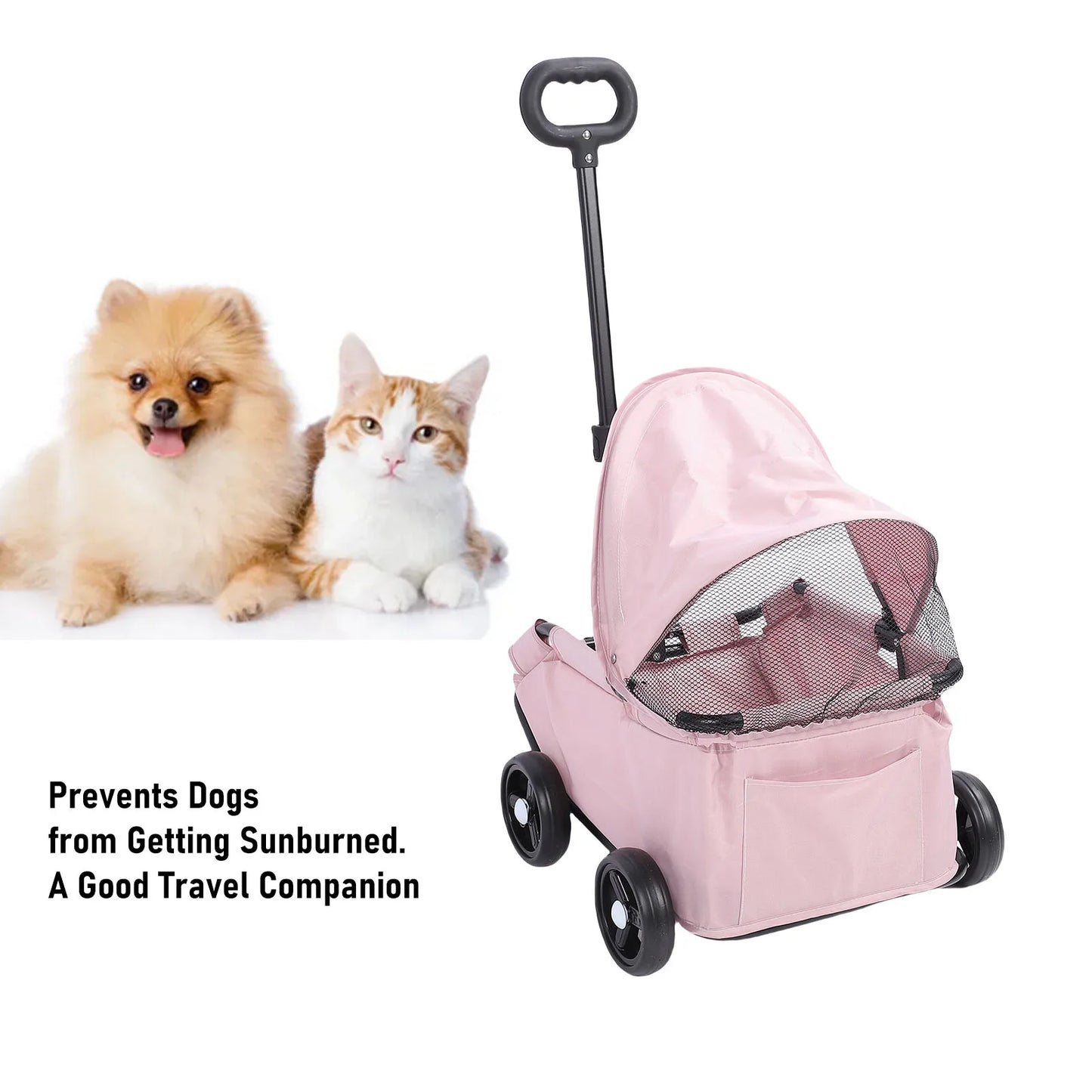 Premium Foldable 4-Wheel Pet Stroller with Canopy