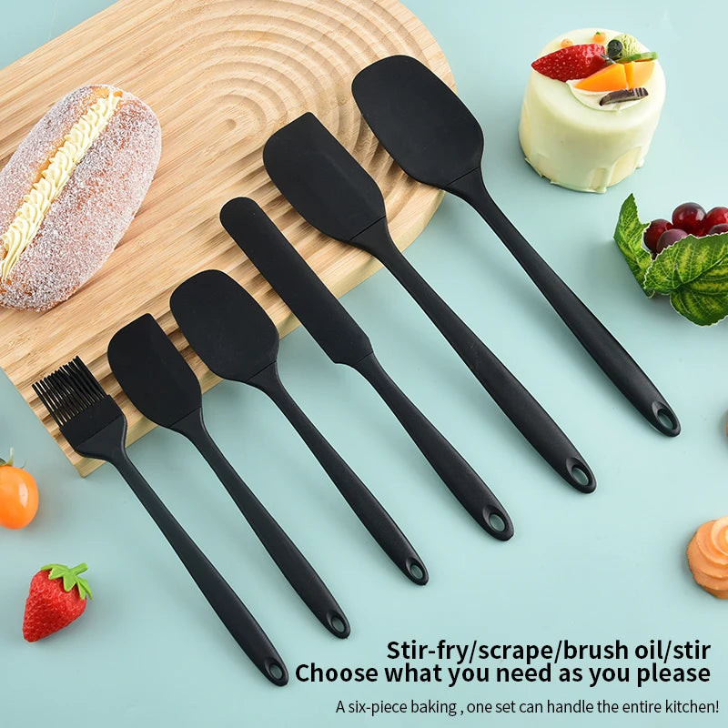 6-Piece Silicone Baking Utensil Set - Heat Resistant Non-Stick Spatula & Rubber Scraper Set for Cooking & Baking