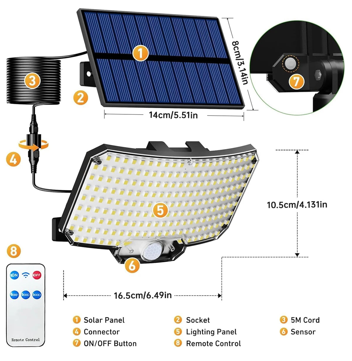 234 LED Split Solar Flood Light with Remote