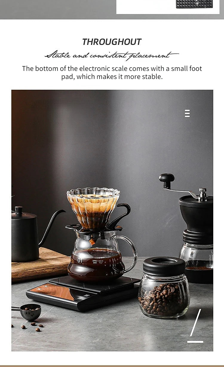 Precision Digital Coffee Scale with Built-In Timer (3kg/0.1g)