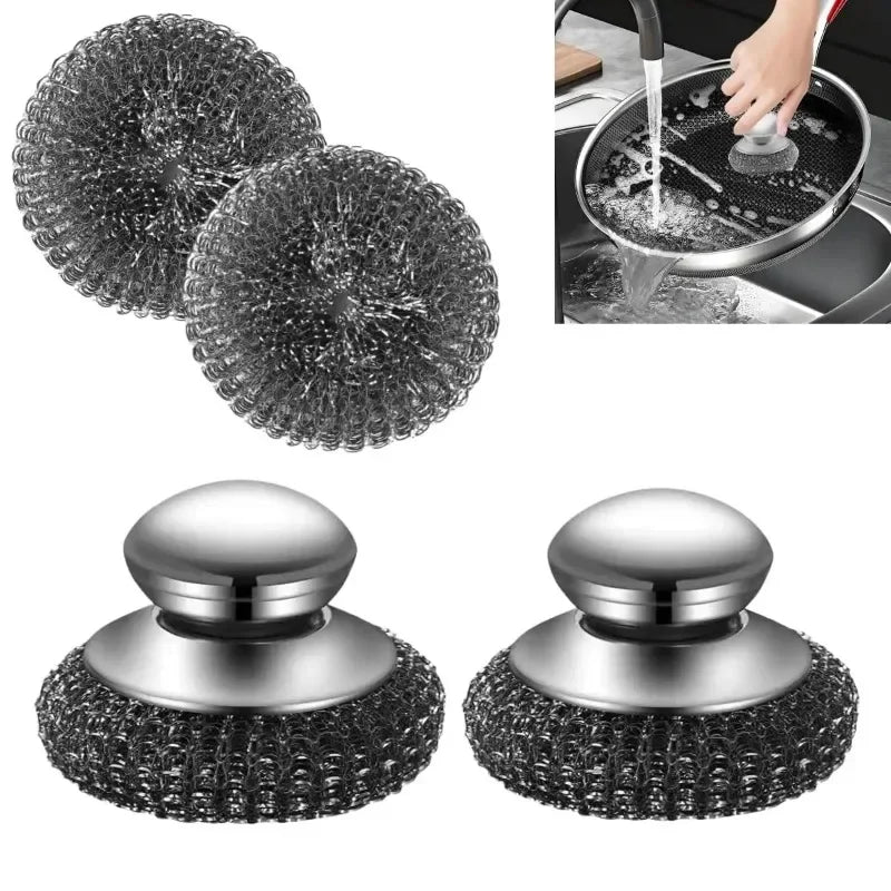 Heavy-Duty Stainless Steel Pot Brush with Handle