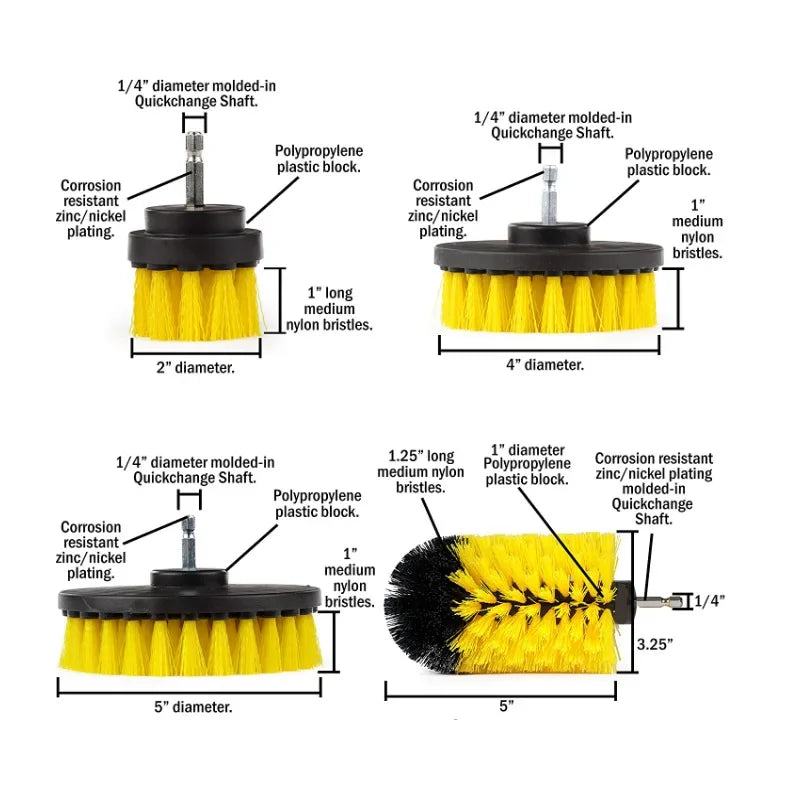 Heavy-Duty 7-Piece Car Detailing Drill Brush Kit