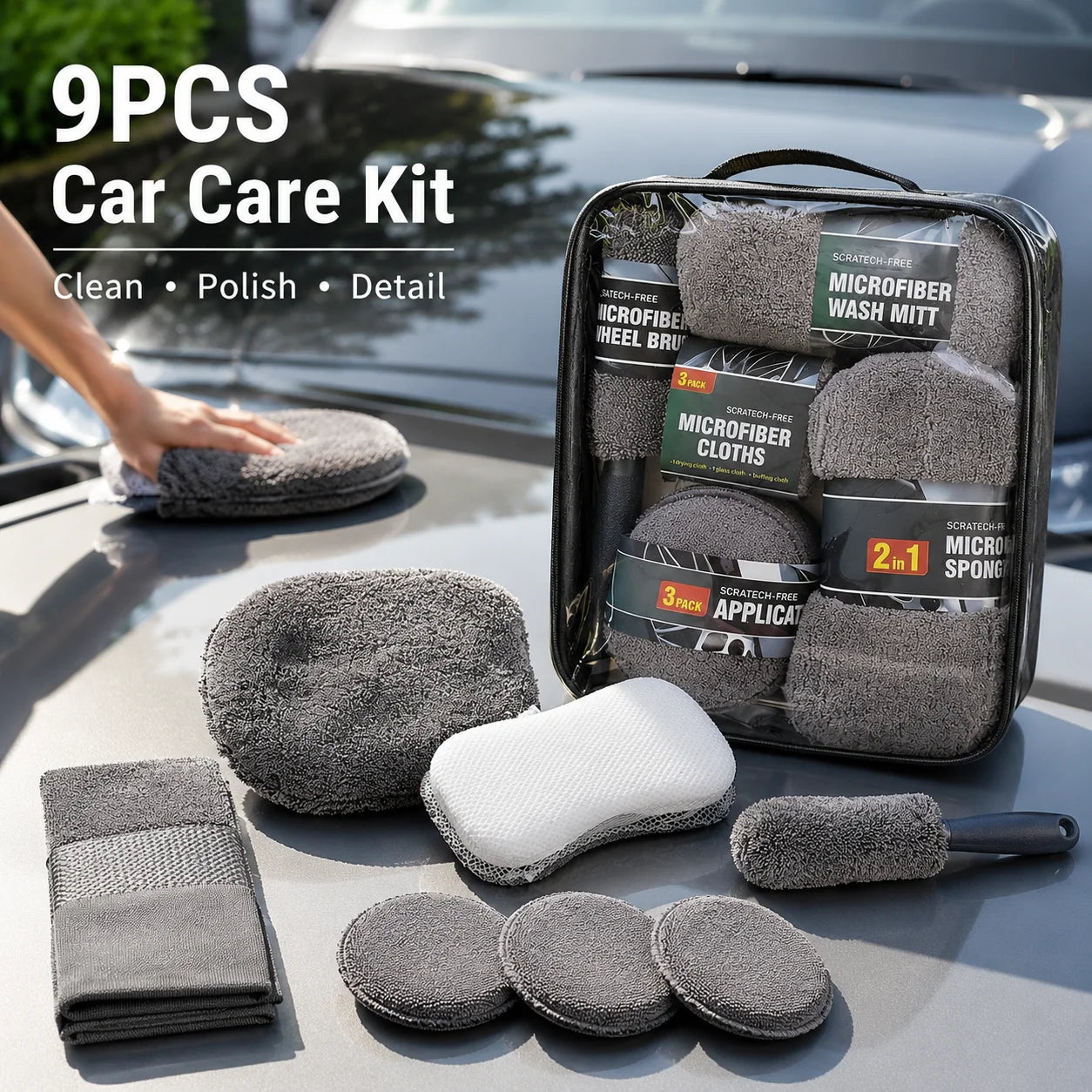 Premium Scratch-Free Microfiber Car Wash & Detailing Kit