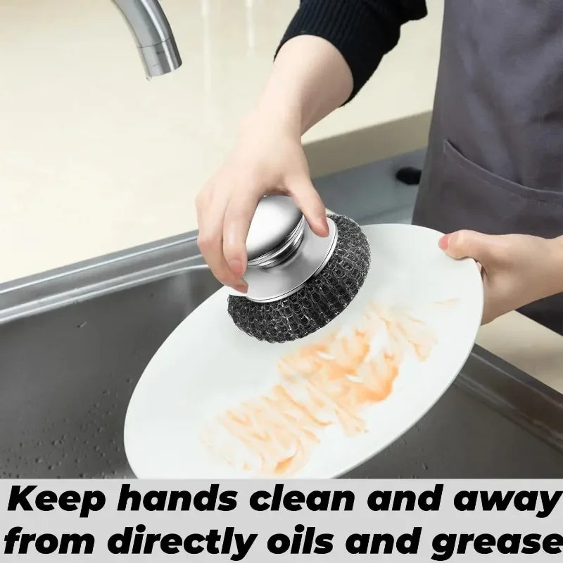 Heavy-Duty Stainless Steel Pot Brush with Handle