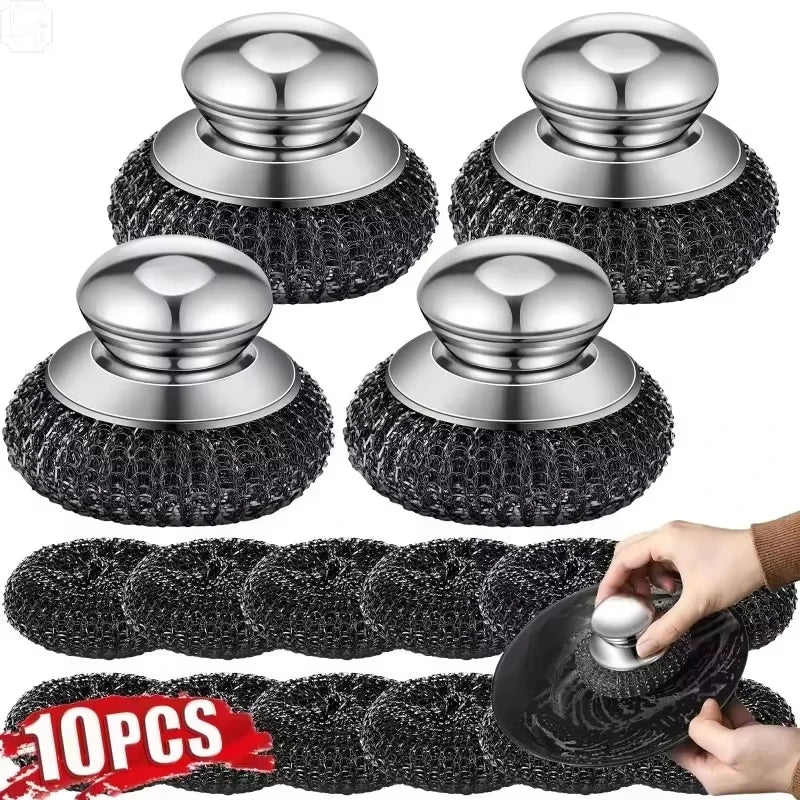 Heavy-Duty Stainless Steel Pot Brush with Handle