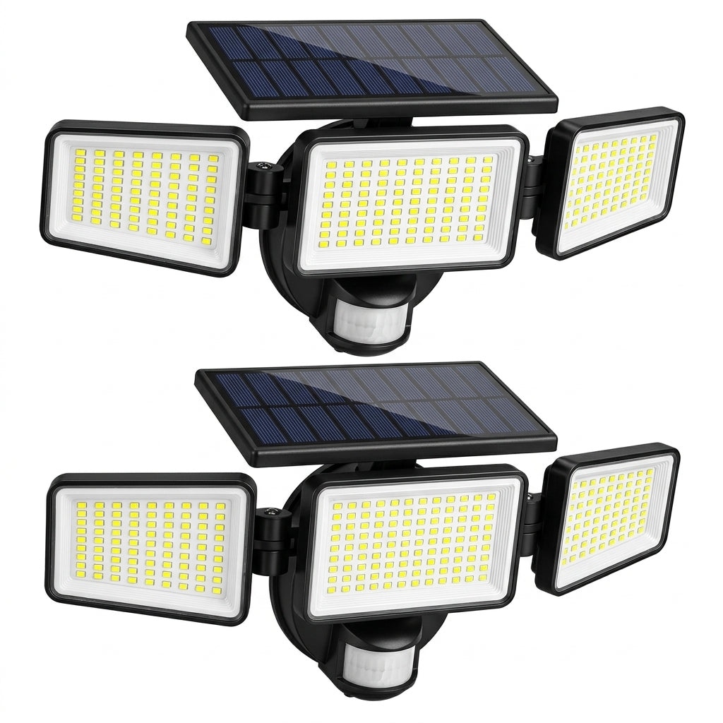 4-Head Outdoor Solar Light & Security Floodlight
